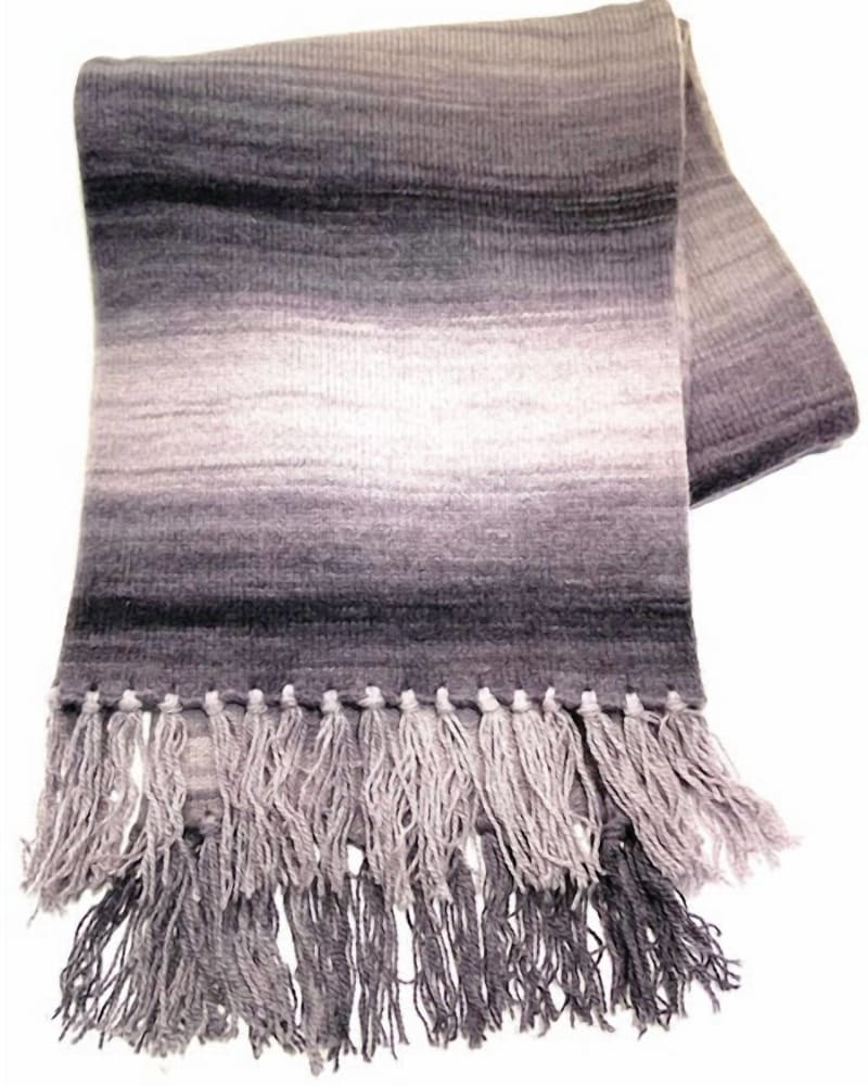 Front of a model wearing a size one-size-fits-all Ombre Cashmere Scarf In Flannel in Flannel by SWTR. | dia_product_style_image_id:357644
